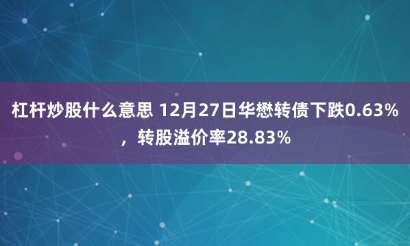 杠杆炒股什么意思 12月27日华懋转债下跌0.63%，转股溢价率28.83%