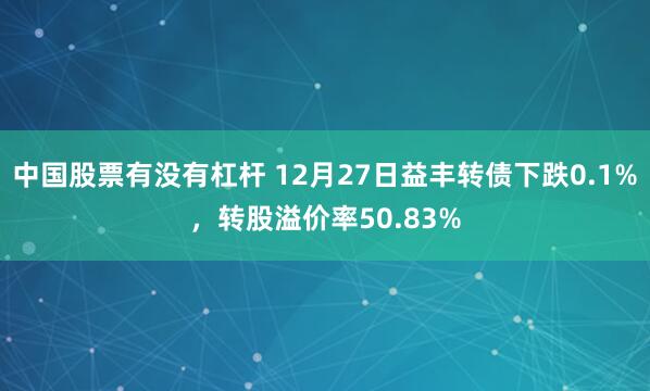 中国股票有没有杠杆 12月27日益丰转债下跌0.1%，转股溢价率50.83%