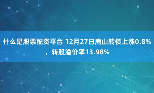 什么是股票配资平台 12月27日鹿山转债上涨0.8%，转股溢价率13.98%