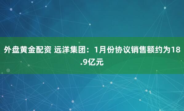 外盘黄金配资 远洋集团：1月份协议销售额约为18.9亿元